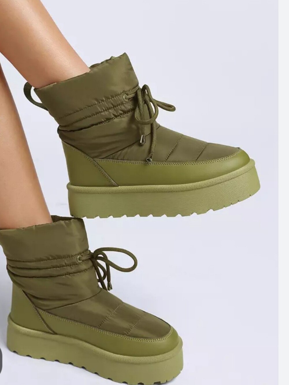 London Rag Womens Pacos  Green High Ankle Chunky Snow Boots Size 8,5